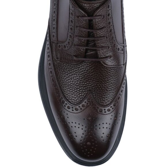 VELLAPAIS Mare Leather Wingtip Sneakers Shoes Size 12 Dark Brown NEW - Picture 3 of 15